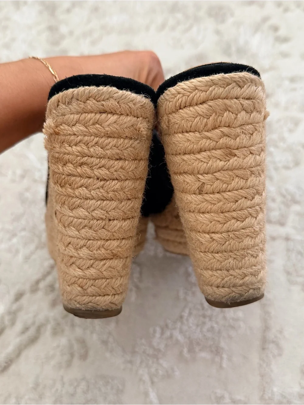 Steve Madden black suede espadrille wedge sandals size 6